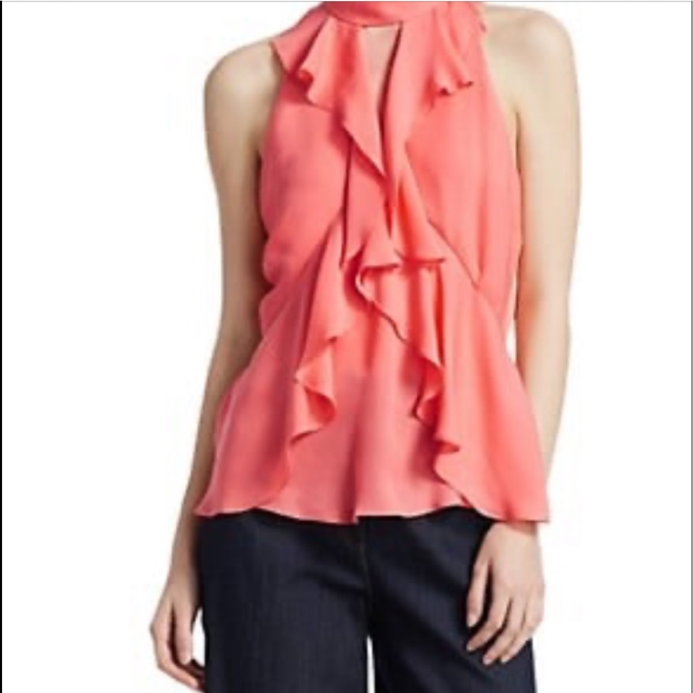 Cinq a Sept 100% Silk Ruffle Moma Top